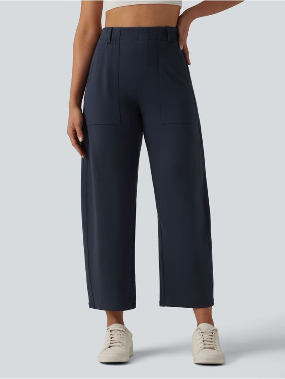 HALARA DayStretch Barrel Leg Pants Midnight Blue XL High Waist Pockets
